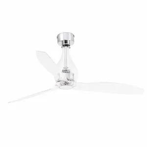 Luminosa Mini Medium Ceiling Fan Chrome, Clear - Optional LED Light Sold Separately