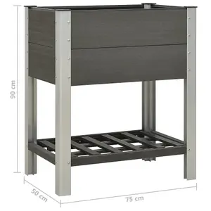 Berkfield Garden Raised Bed with Shelf 75x50x90 cm WPC Grey