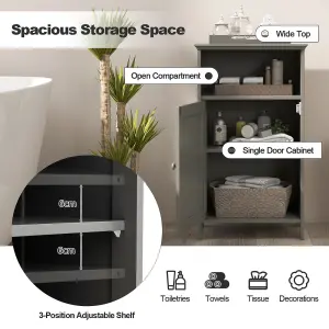 COSTWAY Bathroom Side Cabinet with Single Door and Open Shelf