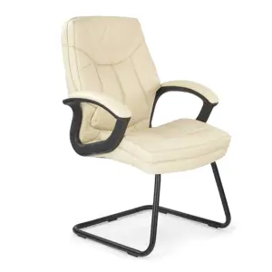 Nautilus Designs Office Chair Leather Faced Boardroom Chair for Home Office - Cream