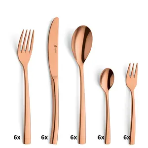 30-Piece 18/10 Stainless Steel Cutlery Set for 6 People Copper