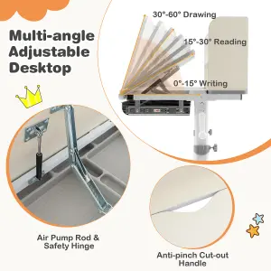 Costway Kids Study Desk Height Adjustable Children Writing Table w/ Tilt Desktop