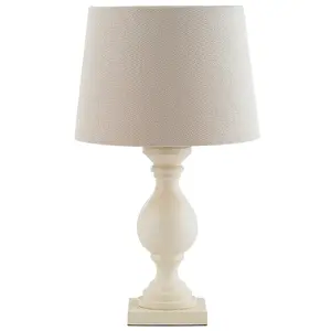 2 PACK Classic Wooden Table Lamp Ivory & Off White Shade Pretty Bedside Light