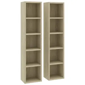 vidaXL CD Cabinets 2 pcs Sonoma Oak 21x16x93.5 cm Engineered Wood