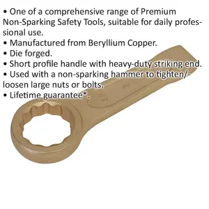 55mm Non-Sparking Ring End Slogging Spanner with Short Profile for Heavy-Duty Use