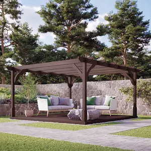 Premium Pergola and Decking Kit - Wood - L240 x W240 cm - Rustic Brown