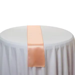 Neel Blue 11x 108 Inch Plain Satin Silk Table Runner, Peach