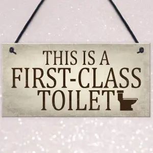 Red Ocean First Class Toilet Shabby Chic Hanging Wall Plaque Bathroom Loo Door Sign Home Decor