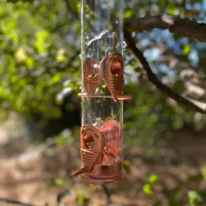 Copper Style Hanging Bird Seed Feeder with 4 Feeding Ports (Set of 2)