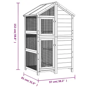 vidaXL Bird House Grey 97x81x152 cm Solid Wood Pine