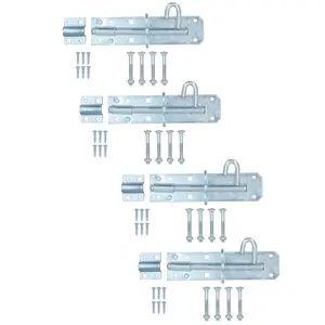 150mm Galvanised Brenton Slip Bolt Padbolt Slide Latch Lock Sheds Gates 4pk