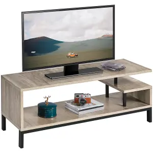 Yaheetech Grey Industrial TV Stand with Open Storage Shelf