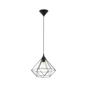 Hanging Ceiling Pendant Light Black Wire Cage 1x E27 Hallway Feature Lamp