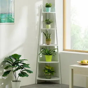 Garden 5-Tier White Wood Display Plant Stand