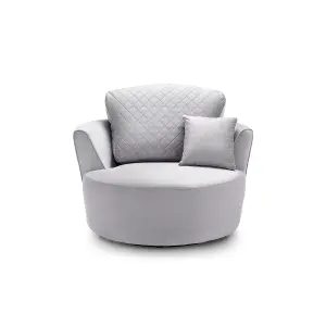 Chicago Velvet Swivel Chair in Light Grey