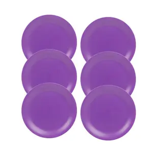 Teal  6 Pcs Unbreakable Reusable Coloured Plastic Dinner Plates Kids Party Tableware Purple