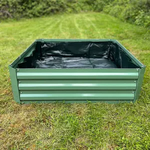 Metal Raised Vegetable Bed in Green (100cm x 30cm) with Liner