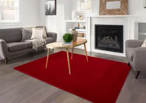 Smart Living Shaggy Soft Area Rug, Fluffy Living Room Carpet, Kitchen Floor, Bedroom Ultra Soft Rugs 120cm x 170cm - Red