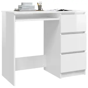 Berkfield Desk High Gloss White 90x45x76 cm Engineered Wood