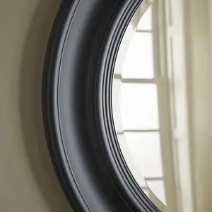 Wall Mirror Hamilton Round Shape with Black Frame - H 66cm W 66cm D 3cm for Hanging In Bedroom or Living Room