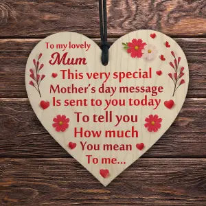 Red Ocean Lovely Mum Mothers Day Plaque Gift For Mum  Mothers Day Gift From Daughter Son  Mum Keepsake Gifts