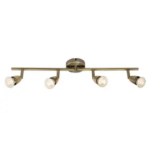 Luminosa Amalfi Adjustable 4 Light Spotlight Antique Brass, GU10