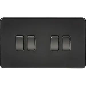 Knightsbridge Screwless Quadruple Switch 10AX 4 Gang 2-Way Matt Black - SF4100MBB