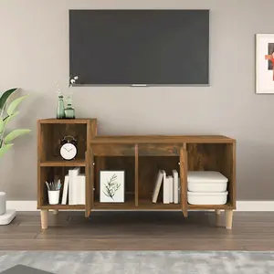 Berkfield TV Cabinet Smoked Oak 100x35x55 cm Engineered Wood