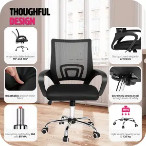 Office Chair Marius - ergonomic shape, lumbar support, comfortable padding - black