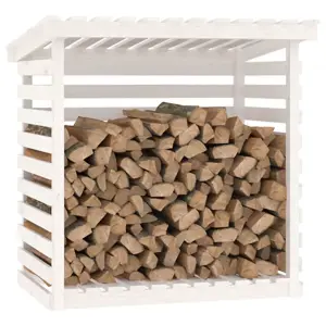 Berkfield Firewood Rack White 108x73x108 cm Solid Wood Pine