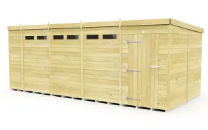 19 x 8 Feet Pent Security Shed - Single Door - Wood - L231 x W560 x H201 cm