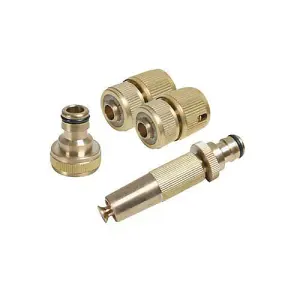 4 Piece Brass Fitting Set For Pipes Spray Nozzle Quick Connector Tap Adapter