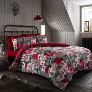 Happy Linen Company Christmas Patchwork Bedding Super King