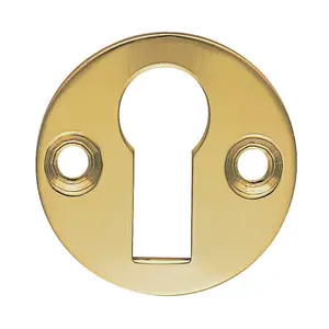 31mm Keyhole Profile Round Escutcheon 18mm Fixing Centres Polished Brass