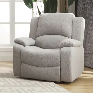 Marldon 92cm Wide Light Grey Fabric Manual Recliner Armchair