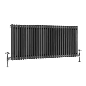 Right Radiators 600x1460 mm Horizontal Traditional 2 Column Cast Iron Style Radiator Anthracite