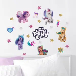 My Little Pony Glitter Wall Sticker Pack Children's Bedroom Nursery Playroom Décor Self-Adhesive Removable