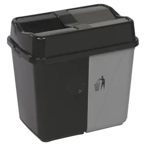 URBNLIVING 40L Duo Kitchen Bin Waste Garbage Can 2 Compartments With Bas Connectors (Black/Grey)