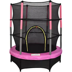 SunDaze 55" Kids Mini Trampoline with Safety Net Skirt Children Indoor Outdoor Activity Pink 4.5FT