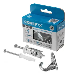 Corefix Spike Large Wall Hook. Nickel Finish with fixing