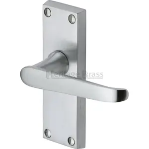 Heritage Door Handle Lever Latch Victoria Short Design (Set of 2) Satin Chrome