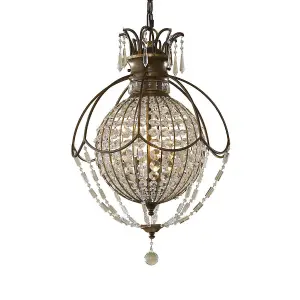 Luminosa Bellini 3 Light Ceiling Chandelier Pendant Light British Bronze, Oxidized Bronze, E14