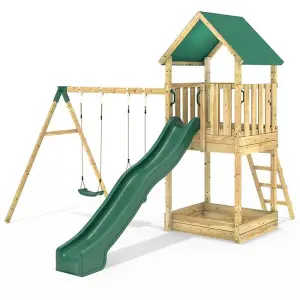 Rebo Modular Wooden Climbing Frame Adventure Playset - Swing Haldon