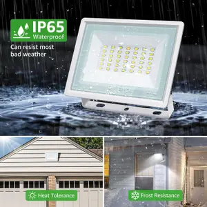 Aigostar 30W LED Floodlight Outdoor, 2510 Lumen Outdoor Security Light, Waterproof IP65 6500K Cool White