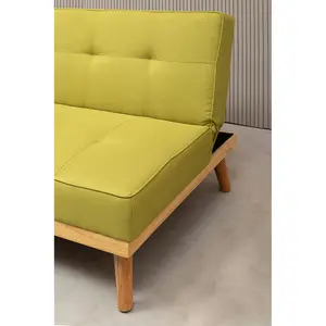 Interiors by Premier 3 Seat Green Sofa Bed, Comfy Padded Velvet Seat, Built to Last Bedroom Sofa, Easy to Clean Lounge Sofa