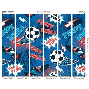 Origin Murals Graphic Pixel Footballs Blue Paste the Wall Mural 300cm wide x 240m high