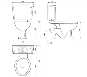 GoodHome Serina White Close-coupled Floor-mounted Toilet & full pedestal basin (W)487mm (H)785mm