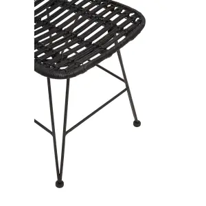 Versatile Black Natural Rattan Dining Chair, Comfortable Modern Dining Chair, Stylish Small Modern Chair