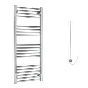 Bray Electric Heated Towel Rail, Prefilled, Straight, Chrome - W500 x H1200 mm