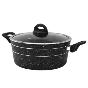 Royalford 30Cm Casserole Dish with Tempered Glass Lid Cooking Pot, Induction Stockpot Saucepan with Non-Stick Granite Coating